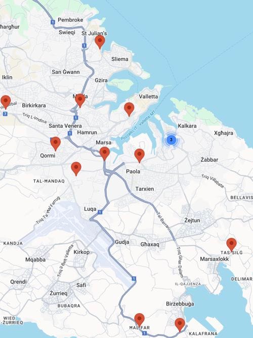Volunteers Malta Map